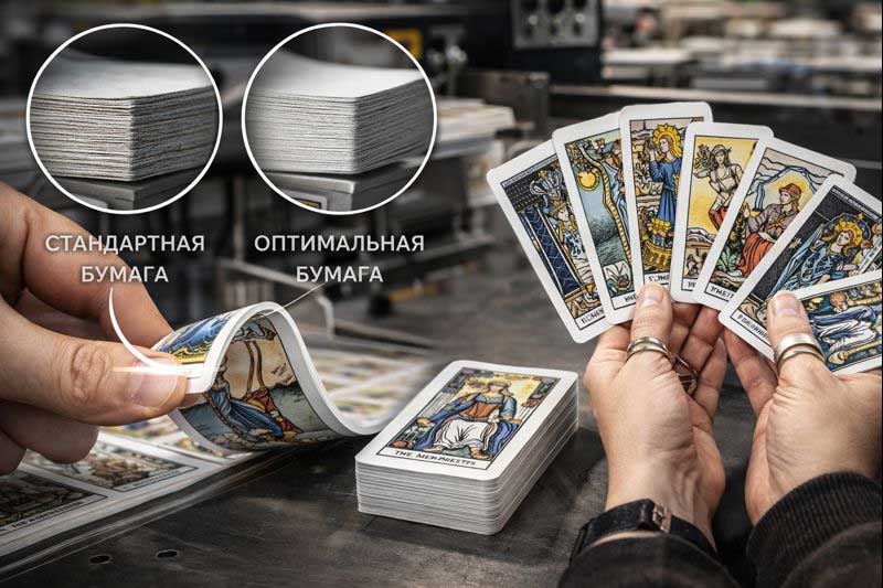 Как выбор бумаги влияет на читаемость и тактильность карт ТАРО