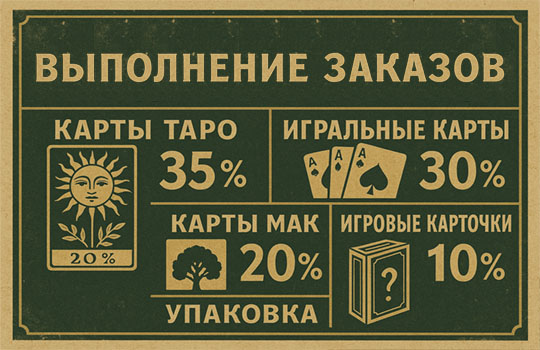 План выполнения заказов на печать ТАРО, игральных карт и МАК карт